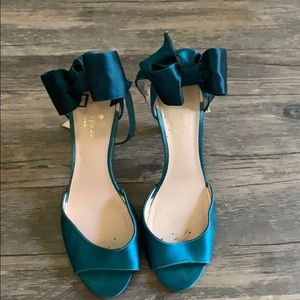 Kate spade teal blue bow heels